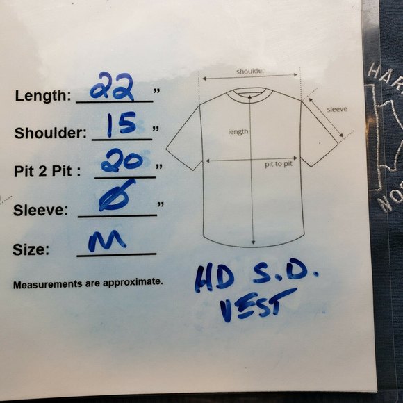 Womens Harley Davidson Black Hill SD Blue Medium Pockets Button Cotton Vest VGC - Picture 3 of 10